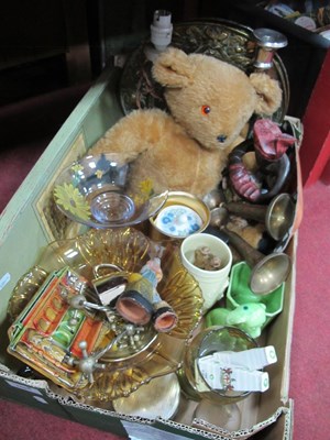 Lot 1081 - Teddy Bear, amber glass bowl, crested...