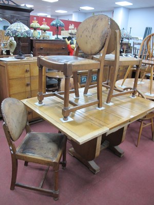 Lot 1594 - 1920's Oak Drawleaf Table, together with four...