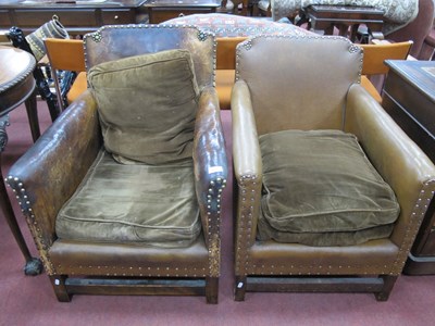 Lot 1613 - A Pair of 1930's Armchairs with stud...