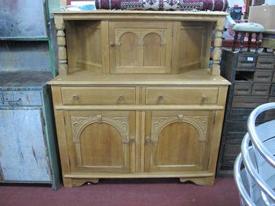 Lot 1579 - Light Oak Court Cupboard, top with a single...