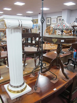 Lot 1550 - Mahogany Drum Table, porcelain jardiniere...