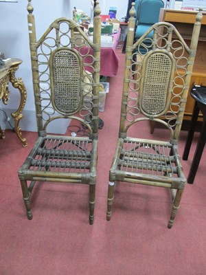 Lot 1573 - A Pair of Indonesian Bamboo Chairs, with caned...