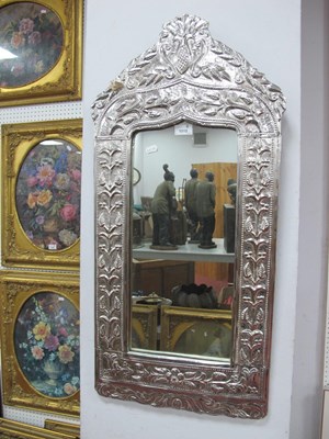 Lot 1512 - Indian Style Plated Wall Mirror, with foliage...