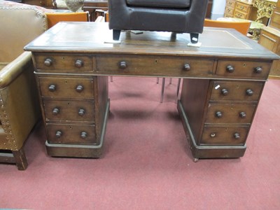 Lot 1611 - XIX Century Oak Pedestal Desk, with a...