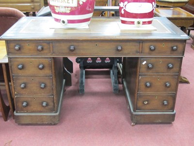 Lot 1634 - XIX Century Oak Pedestal Desk, with a...