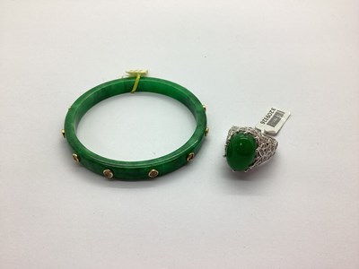 Lot 206 - A Modern Green Jade and Natural Cambodian...