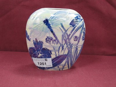 Lot 1251 - Anita Harris Blue and White Lustre 'Dragonfly'...