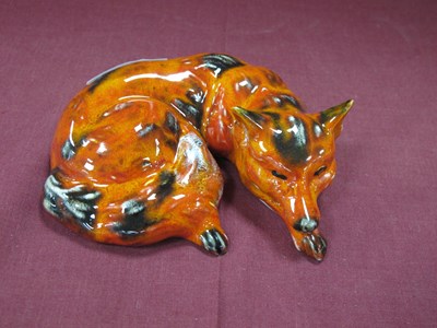 Lot 1286 - Anita Harris Model of a Curled Fox, gold...