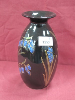 Lot 1253 - Anita Harris 'Black Bluebell' Purse Vase, gold...