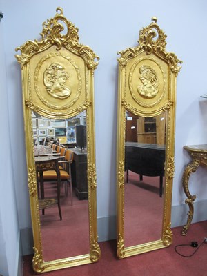 Lot 1606 - Pair of Gilt Framed Bevelled Wall Mirrors,...