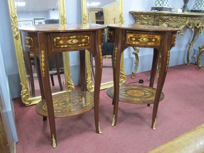 Lot 1605 - Pair of Continental Side Tables, of oval form...