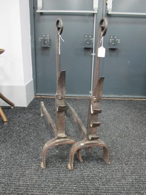 Lot 1528 - Pair of XIX Century Andirons, each with hooks...