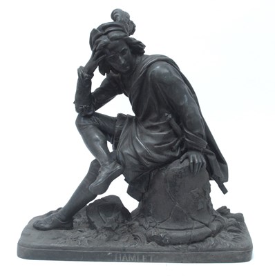 Lot 1435 - Cast Spelter Figure of 'Hamlet' Seated on a...