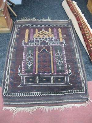 Lot 1580 - Middle Eastern Wool Tassled Rug, with temple...