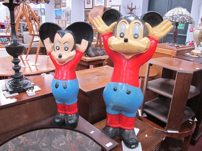 Lot 1553 - Two Carved and Painted Wooden Mickey Mouse...