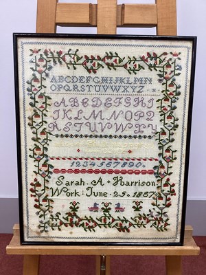 Lot 1341 - A Late XIX Century Woolwork Sampler, worked by...