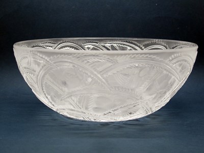 Lot 1043 - A Modern Lalique Frosted and Clear Glass Bowl,...