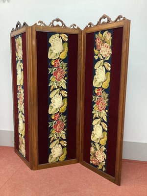 Lot 1538 - A XIX Century Walnut Three-Fold Screen, with...