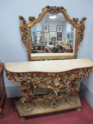 Lot 1569 - XVIII Century Style French Rococo Gilt Console...