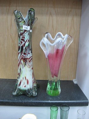 Lot 1196 - Murano Style Vase, with a wavy rim, 48cm high;...