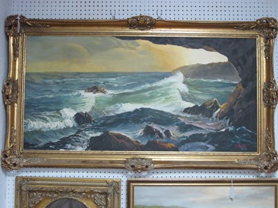 Lot 1482 - M & J Barton Choppy Coastal Seascape, oil on...