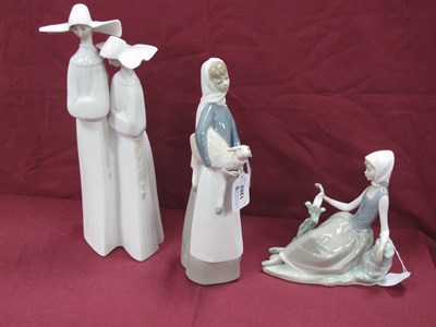 Lot 1262 - Three Lladro Figure Groups, of Two Nuns, a...