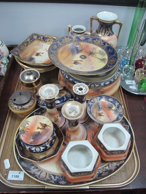 Lot 1199 - Noritake Desert Scene Dishes, Trinkets, Vases,...