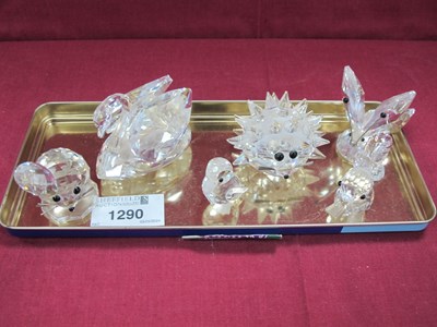 Lot 1290 - Swarovski Butterfly, Hedgehog, Swan, Duck,...