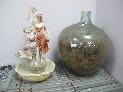 Lot 1156 - Glass Carboy, 54cm high, resin water feature...