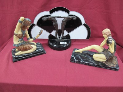 Lot 1429 - Two Art Deco Inspired Resin Seated Lady...