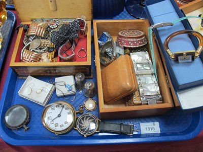 Lot 1316 - Costume Jewellery, watches, etc:- One Tray.