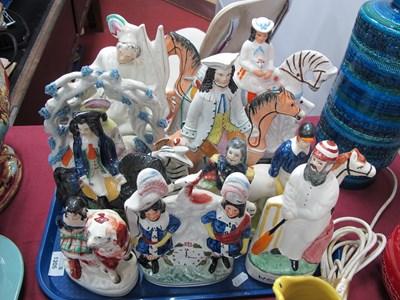 Lot 1205 - Staffordshire Pottery Figure Groups, varying...