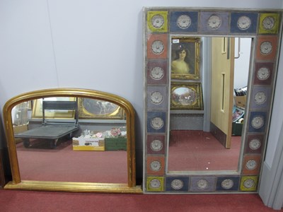 Lot 1477 - Large Wall Mirror, in multicolour patchwork...