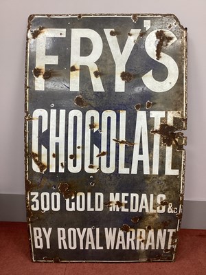 Lot 1264 - An Original Enamel Sign 'Fry's Chocolate 300...