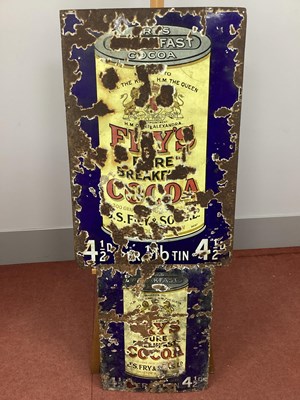 Lot 1269 - An Original Enamel Sign 'Fry's Breakfast Cocoa'...