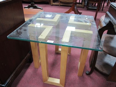 Lot 1589 - Glass Topped Coffee Table, on a wooden...