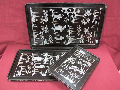 Lot 1339 - Late XIX Century Black Lacquer Tray, with...