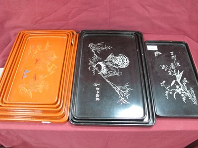 Lot 1344 - Late XIX Century Chinese (4) Black Lacquer...