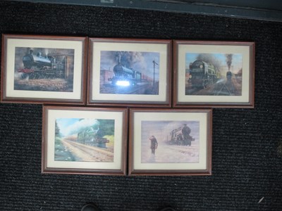 Lot 1052 - Philip Hawkins, framed prints of locomotives,...