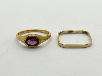 Lot 214 - A 9ct Gold Square Band Ring, (finger size K);...