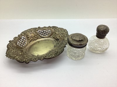 Lot 127 - A Hallmarked Silver Topped Small Cut Glass Pot,...