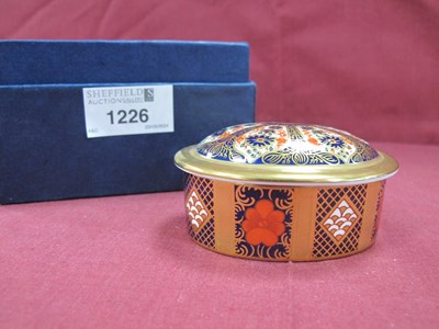 Lot 1226 - Royal Crown Derby 1128 Imari Oval Trinket Box,...