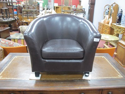 Lot 1589 - Small Childs Brown Leather Easy Chair, 51cm wide.