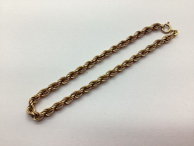 Lot 232 - A 9ct Gold Ropetwist Chain Bracelet,...