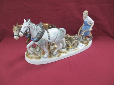 Lot 1176 - Sitzendorf Grafenthal Ploughing Figure Group,...