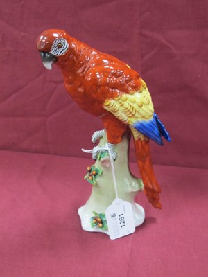 Lot 1261 - Sitzendorf Red Parrot Upon Tree Stump Figurine,...