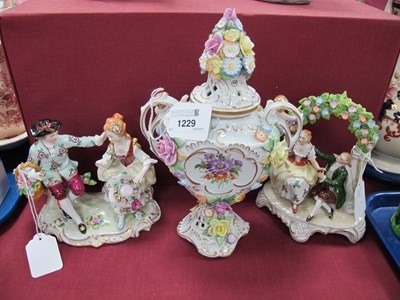 Lot 1229 - Sitzendorf Figure Groups of Regency Courting...