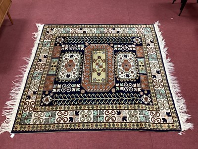 Lot 1601 - Middle Easter Wool Tassled Rug, with Aztec...