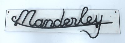 Lot 1354 - A Vintage Metalwork House Sign "Manderley", on...