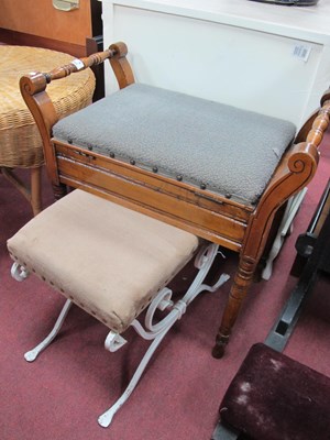 Lot 1583 - Edwardian Walnut Piano Stool, iron based stool....